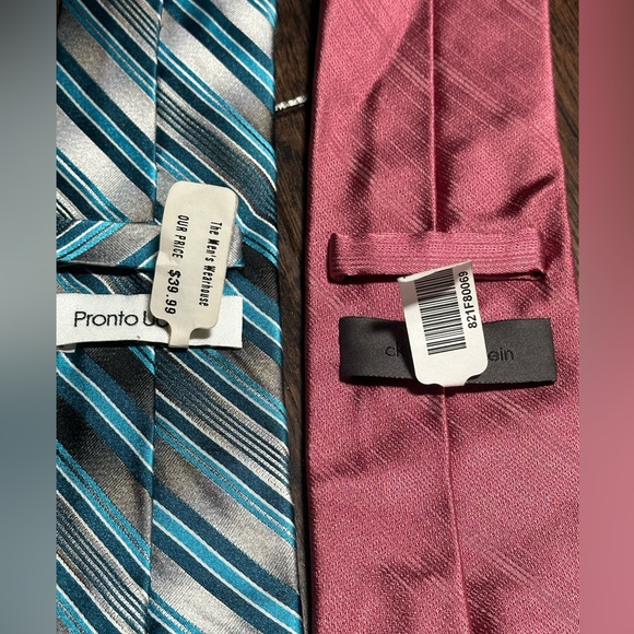 2 neck ties- blue stripe, pink - Picture 4 of 7